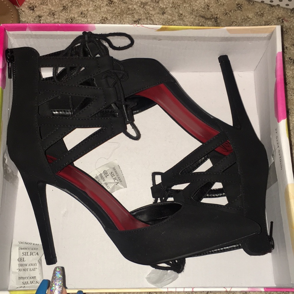 Black strapy heels